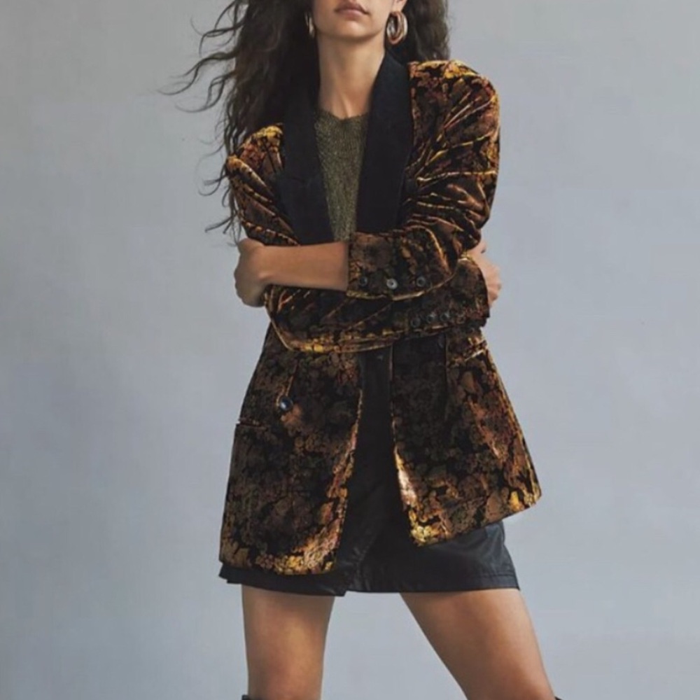 Free People Nicolette Velvet Floral Blazer